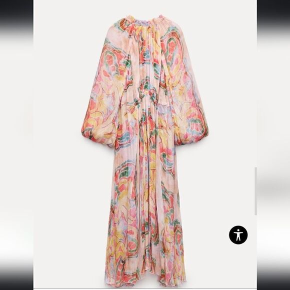 ZARA PRINTED MIDI DRESS ZW COLLECTION Maxi Multicolored - Picture 9 of 15